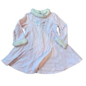 Kids 2t Pink Furry Trim Dress